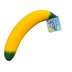 Crazy Fun SmushMart Banana Squishy Toy Yellow Green Stress Reliever 9214235 NWT